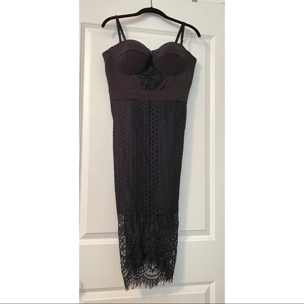 Bebe Crochet Lace Midi Dress